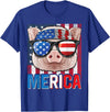 4th of July Animals Pig Merica 4th of July American Flag USA Farmer Swine Piggy T-Shirt - Royal Blue