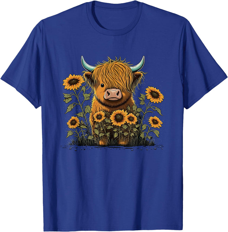 Scottish Highland Cow Cute Highland cattle Cow Funny Highland Cow T-Shirt - Royal Blue