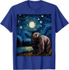 Starry Night Wildlife Graphic Grizzly Bear Van Gogh Starry Night Grizzlies Animal T-Shirt - Royal Blue