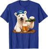 Funny Polar Bear Beer Happy Apparel Polar Bear Drinking Beer Funny Animal Meme Lovers Men Women T-Shirt - Royal Blue