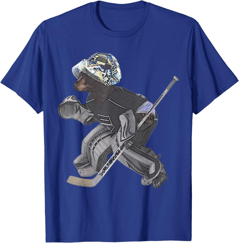 Behrbones Bear Hockey Goalie T-Shirt - Royal Blue