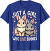 Just a Girl Who Loves Bunnies Rabbit T-Shirt in Royal Blue