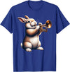 Cute Rabbit Bunny Playing Trumpet Rabbits Musician Music T-Shirt in Royal Blue