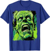 FrightNightFits Classic Horror Green Evil Crazy Scientist Freak Halloween T-Shirt - Royal Blue