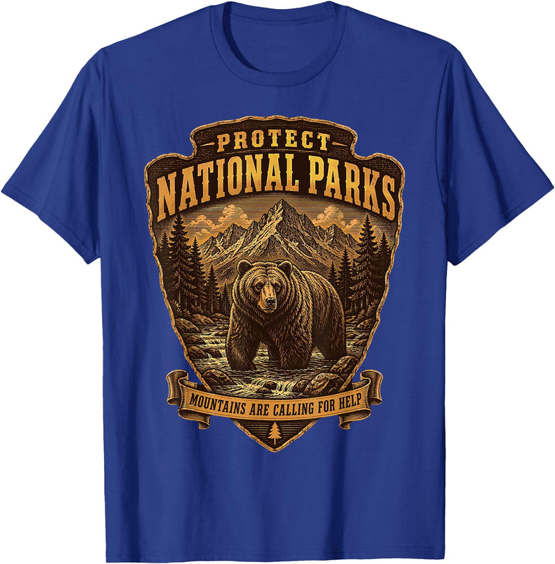 National Parks Conservation Co Protect National Parks Bear Vintage Arrowhead Badge Apparel T-Shirt - Royal Blue
