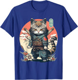 NINJA KITTEN WARRIORS Japanese Samurai Cat Tattoo, Kawaii Ninja Cat Women, Girls T-Shirt