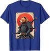 Japanese Samurai Bear Woodblock Art Samurai Brown Bear Ukiyo-e Ink Warrior Art Japanese Bear Art T-Shirt - Royal Blue