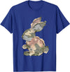 Funny Bunny Crochet Patchwork Camo Rabbit Happy Easter Day T-Shirt in Royal Blue