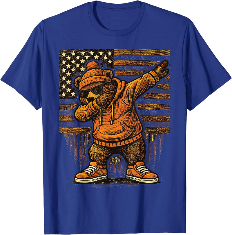 Vintage Dabbing Bear Retro Humor Gift Co Vintage Dabbing Bear Funny Retro Graphic T-Shirt - Royal Blue