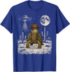 Retro Land Turtle Lover Halloween Moon Funny Eastern Box Turtle Cowboy Western UFO T-Shirt - Royal Blue