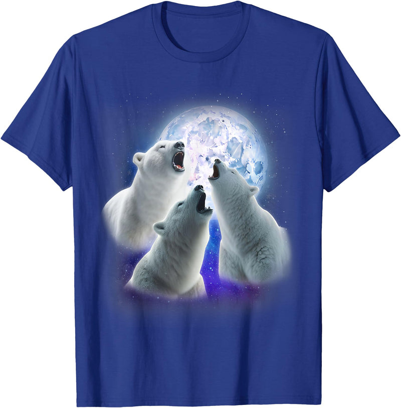 3 Animals Howling At The Moon Shirt & Gifts 3 Polar Bears Howling At The Moon Funny Polar Bear Lover T-Shirt - Royal Blue