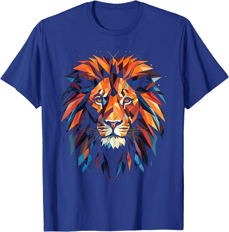 Cool Lions, Astrology And Horoscope Designs Lion Colourful Lion from Africa King of Animals Polygon T-Shirt - Royal Blue
