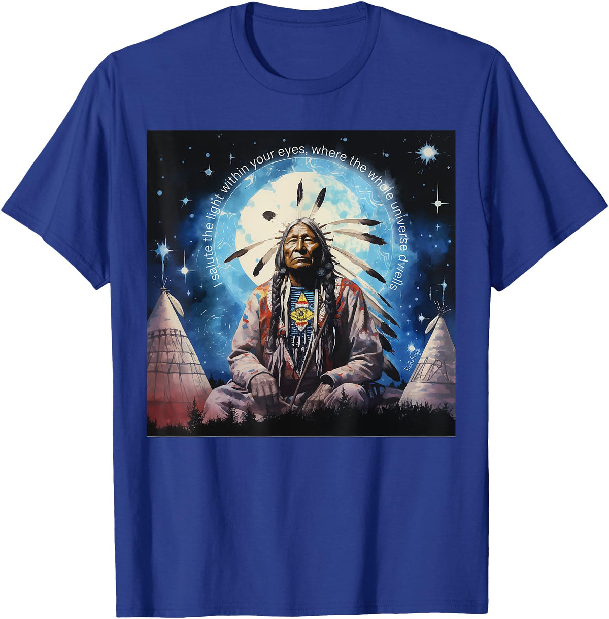 RedizStyle Crazy Horse - I Salute The Light Within Your Eyes T-Shirt - Royal Blue