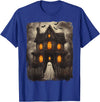 Vintage Haunted House Ghost Halloween Costumes Vintage Ghost Haunted House Scary Halloween Costume Spooky T-Shirt - Royal