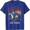 Patriotic 250th Anniversary America 1776 Apparel America 250 Years Cowgirl Riding Horse US Flag 1776 T-Shirt - Royal Blue
