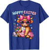 Farm Animal Highland Cow easter Gifts Happy Easter Day Highland Cow Cute Holiday Bunny Women Kids T-Shirt - Royal Blue