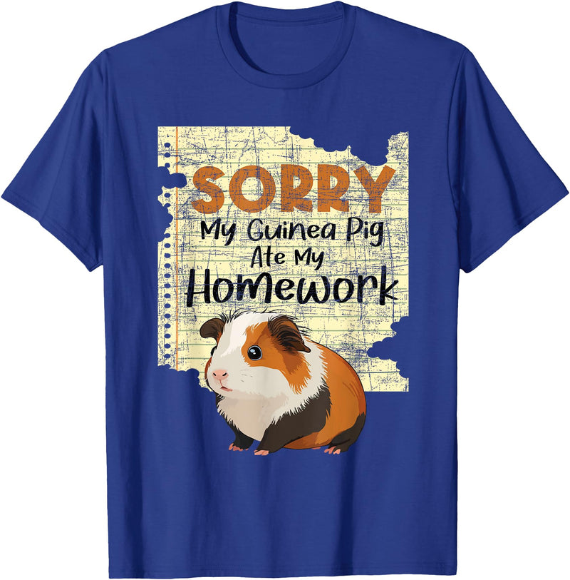 Funny Guinea Pig Shirts Sorry My Guinea Pig Ate My Homework - School Pet Lover T-Shirt - Royal Blue