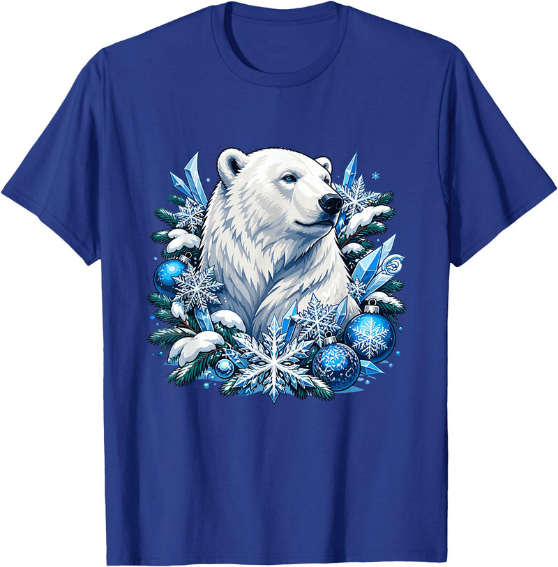 Arctic Polar Bear Snowflake Winter Christmas Christmas Polar Bear Snowflakes Winter Ornaments T-Shirt - Royal Blue
