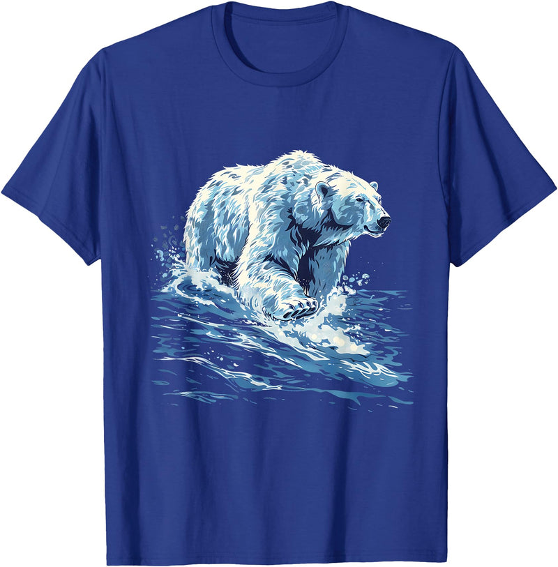 Sea Ocean Animal Art Polar Bear Ocean Sea Polar Bear Motif Marine Mammal Artwork T-Shirt - Royal Blue
