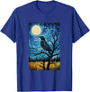 Bird Designs. Magpie Crow Raven Bird Van Gogh Style Starry Night Graphic T-Shirt - Royal Blue