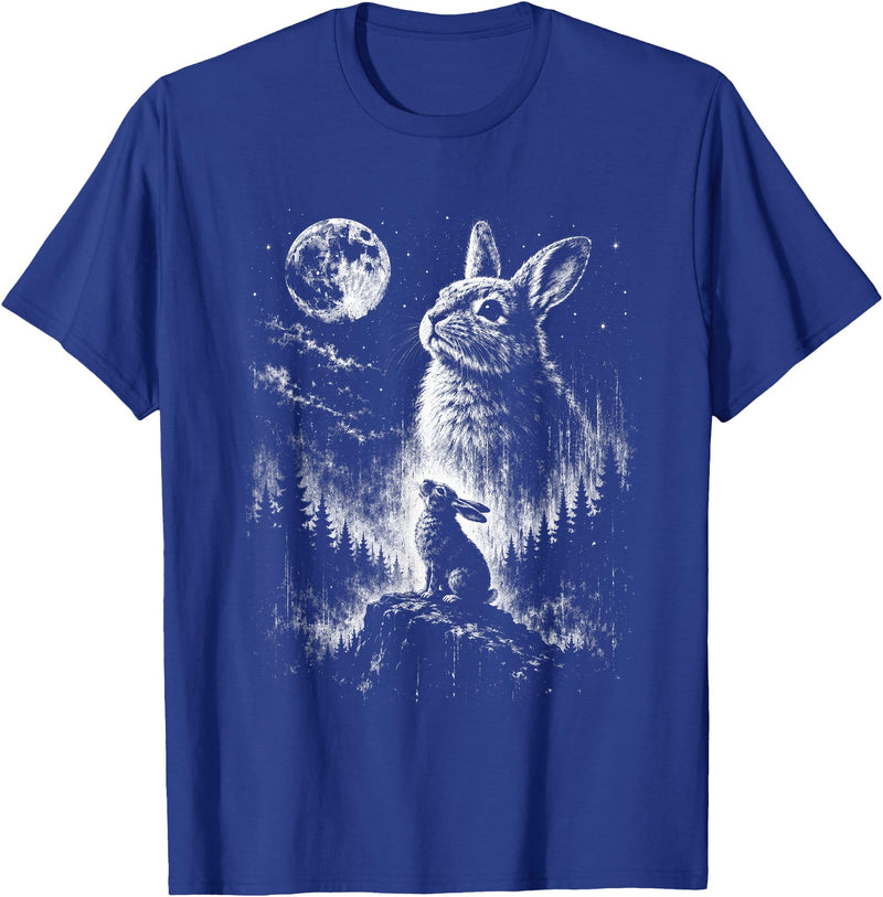 Bunny Rabbit Howling to the Moon Bunny Howl At T-Shirt in Royal Blue