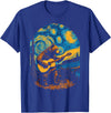 Bear playing Guitar Night-Sky Moon Guitar Grizzly Bear Blues Guitarist Starry Night Musician Music T-Shirt - Royal Blue