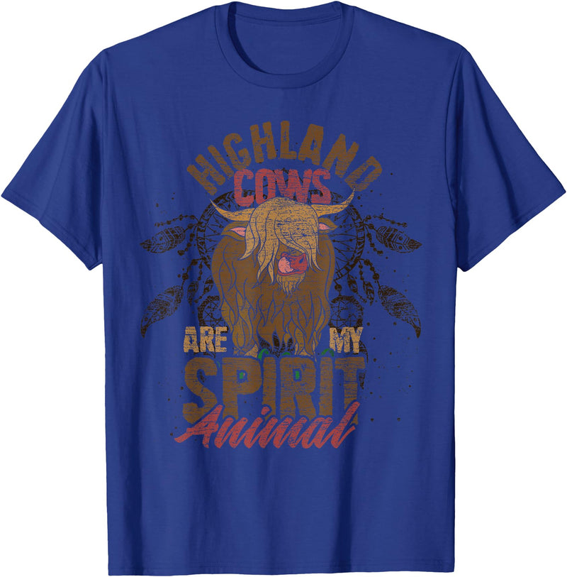 Highland Cow Animal Gifts Highland Cows Are My Spirit Animal Funny Highland Cow T-Shirt - Royal Blue