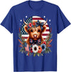 Funny July 4th Highland Cow Farm Lovers Gift Ideas Cute Highland Cow Florals 4th of July USA Flag Patriotic T-Shirt - Royal