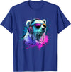 Colorful Artistic Polar Bear Animal Motifs Polar Bear Colorful Music Headphones Artistic Polar Bears T-Shirt - Royal Blue
