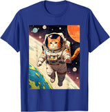 HAPPY DAWG - ARTS Astronaut Cat - Funny Space Cat Japanese Retro Kawaii Cute T-Shirt