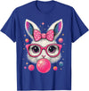 Easter Day Bunny Tie Dye Rabbit Face Glasses Girl Easter T-Shirt in Royal Blue