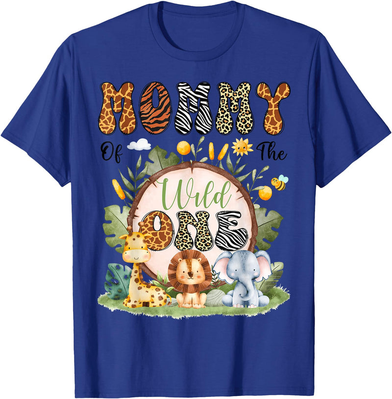 Safari 1St Birthday Boy Matching Family Mommy Of The Wild One First Bday Safari Jungle Animal T-Shirt - Royal Blue