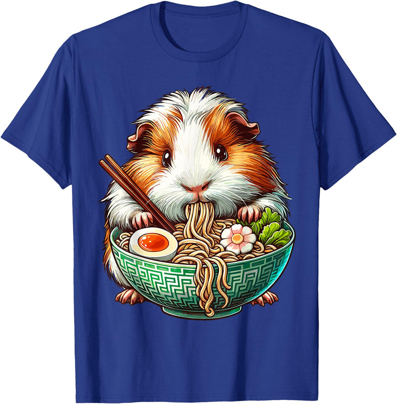 Cute Guinea Pig Gifts Guinea Pig Eating Ramen Japanese Noodles T-Shirt - Royal Blue