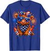 Cute Highland Cow 4th of July USA Flag Patriotic Cow Farmer T-Shirt - Royal Blue
