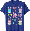 Cute Easter Day Coquette Bow Rabbit Easter Bunny Girls T-Shirt in Royal Blue