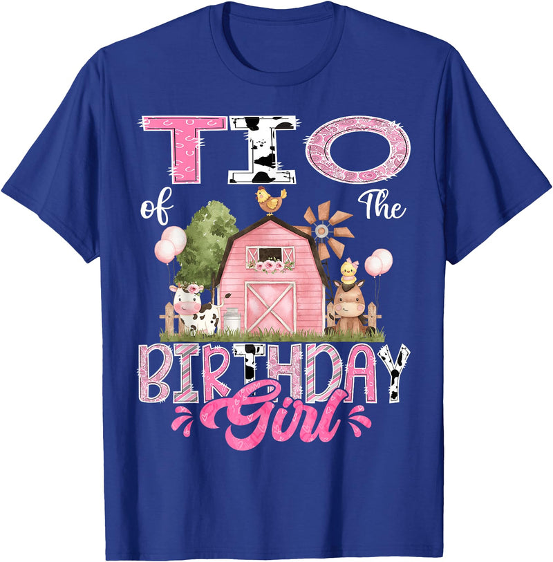 Famer Pink Cow Birthday Matching Tees Tio Of The Birthday Girl 1St Birthday Pink Cow Farm T-Shirt - Royal Blue