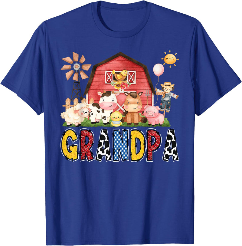 Funny Farm Cow Birthday Boy Matching Grandpa Farm Cow Birthday Boy Matching Family Party T-Shirt - Royal Blue