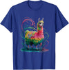 Colorful Watercolor Animal Designs Lama Men's Women's Colourful Watercolour Llama T-Shirt - Royal Blue