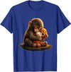CONLEE Cute Baby Monkey Punch Viral Zoo Japan Design T-Shirt - Royal Blue