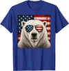 Retro Polar Bear USA Sunglasses July Fourth Polar Bear 4th of July US American Flag Patriotic T-Shirt - Royal Blue