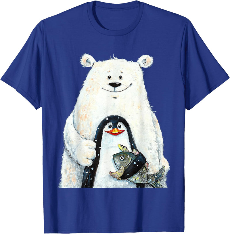 click here for better animal tees cute Polar bear and penguin bird fish lovers animal friends T-Shirt - Royal Blue