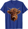 Cute Scottish Highlander Cattle Designs Scottish Highland Cow Messy Bun Scottish Highlander Cow T-Shirt - Royal Blue