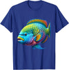Parrotfish Lover Gifts and Apparel Multicolor Parrot Tropical Fishing T-Shirt, Unisex-Adults, Short Sleeve, T-Shirt, Small - Royal Blue