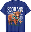 Funny Scottish Highland Cow Scotland is Calling and I Must go Scottish Highland Cow T-Shirt - Royal Blue