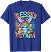 Blessed Ostara Cute Rabbit Bunny Floral T-Shirt in Royal Blue