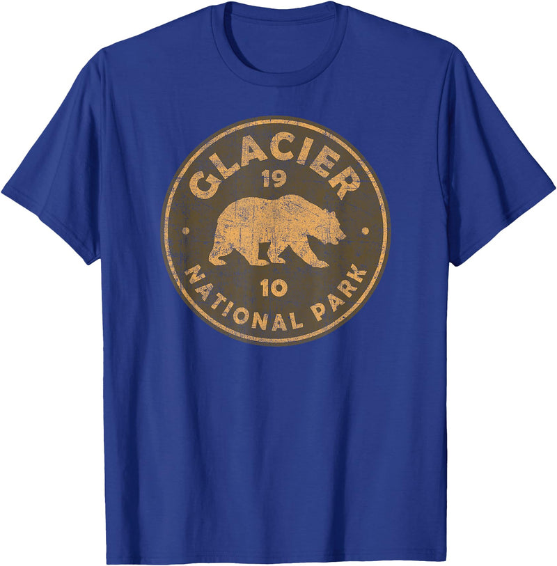 Vintage Glacier National Park Souvenir Shirts Retro Glacier National Park Montana Women Men Kids Hiking T-Shirt - Royal Blue