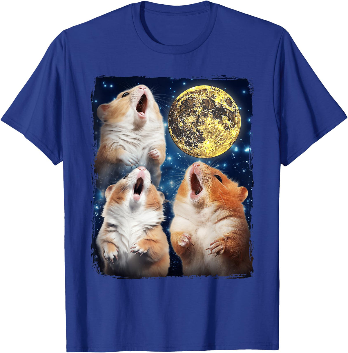 Hamsters Howling At Moon T-Shirt - Royal Blue