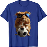 Animal Soccer Design Guinea Pig Soccer T-Shirt - Royal Blue