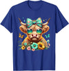 Highland Cow Land of NYC Highland Cow Mama Floral Bow Glasses Butterfly Orange Teal T-Shirt - Royal Blue