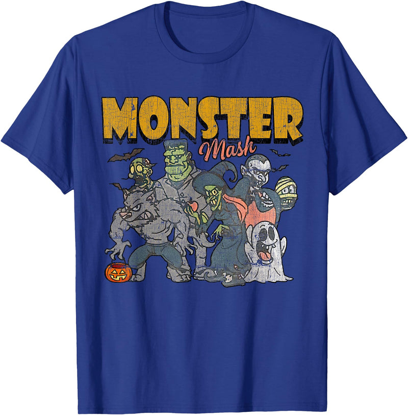 Monster Mash Vintage Ghost Halloween Funny T-Shirt - Royal Blue